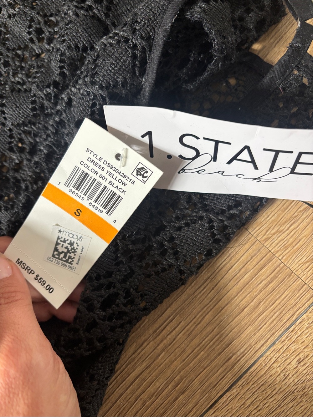 1. State Black Crochet Tie-Detail Cover Up - Picture 2 of 3